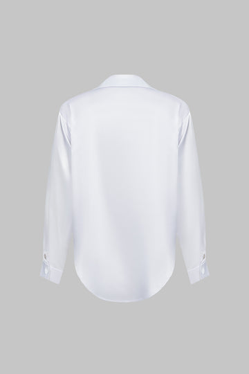 Basic Solid Satin Long-Sleeve Shirt