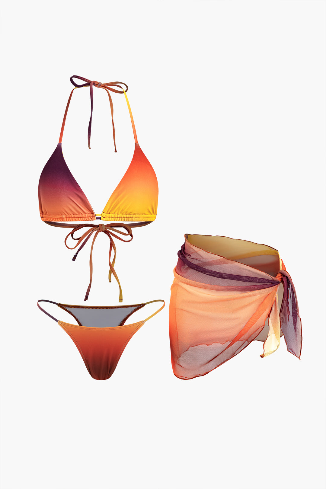 Sunset Ombre Bikini and Sarong Set