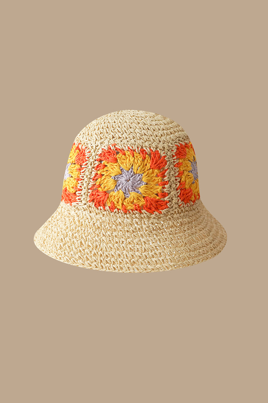 Floral Pattern Crochet Straw Hat