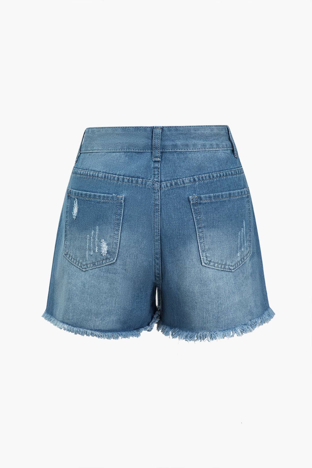 Destroyed Frayed Wrap Denim Shorts