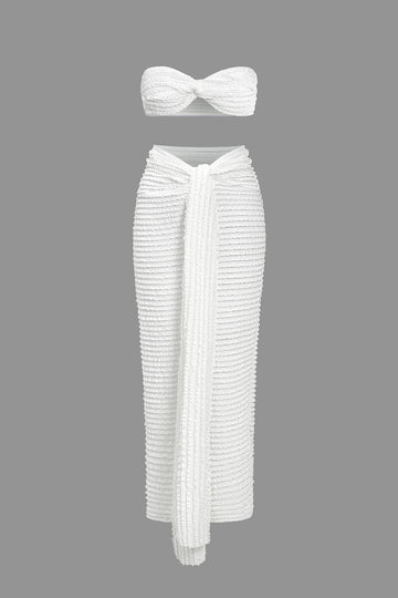 Solid Twist Knot Crop Tube Top And Maxi Skirt Set