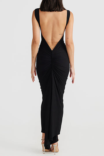 Backless Strap Ruched Maxi Dress