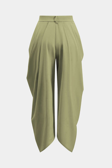 Ruched Solid Trousers