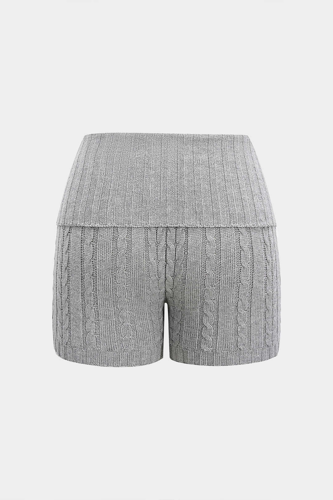 Knit Twisted Pattern Button Shorts