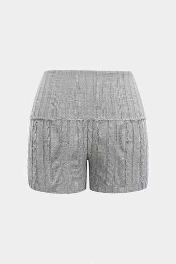 Knit Twisted Pattern Button Shorts