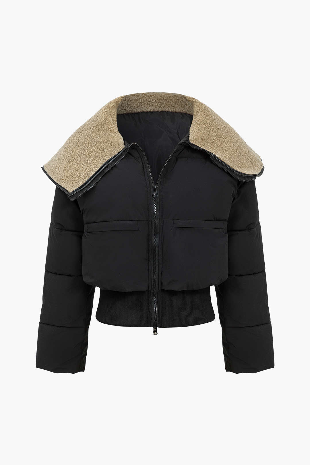 Sherpa Collar Zip-Up Puffer Jacket