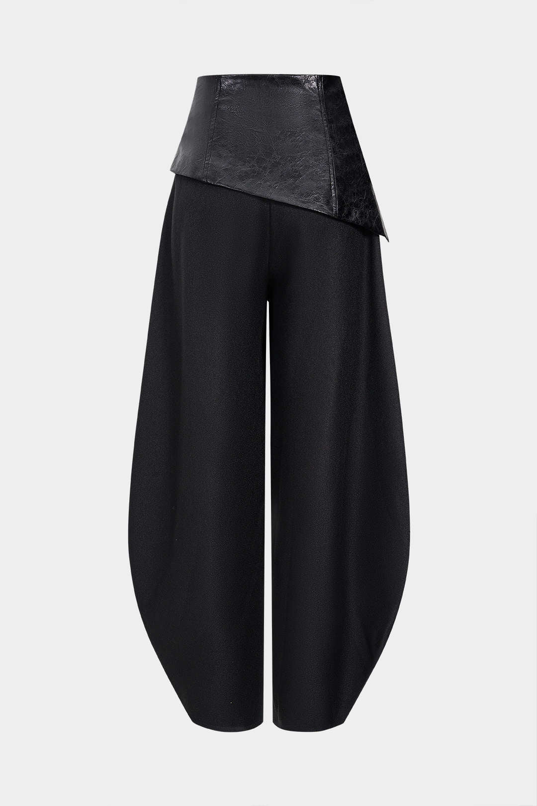 Faux Leather Metallic Asymmetrical Patchwork Trousers