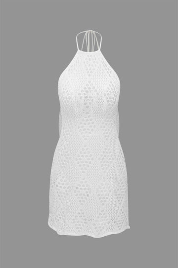 Openwork Knit Halter Backless Cover-Up Dress