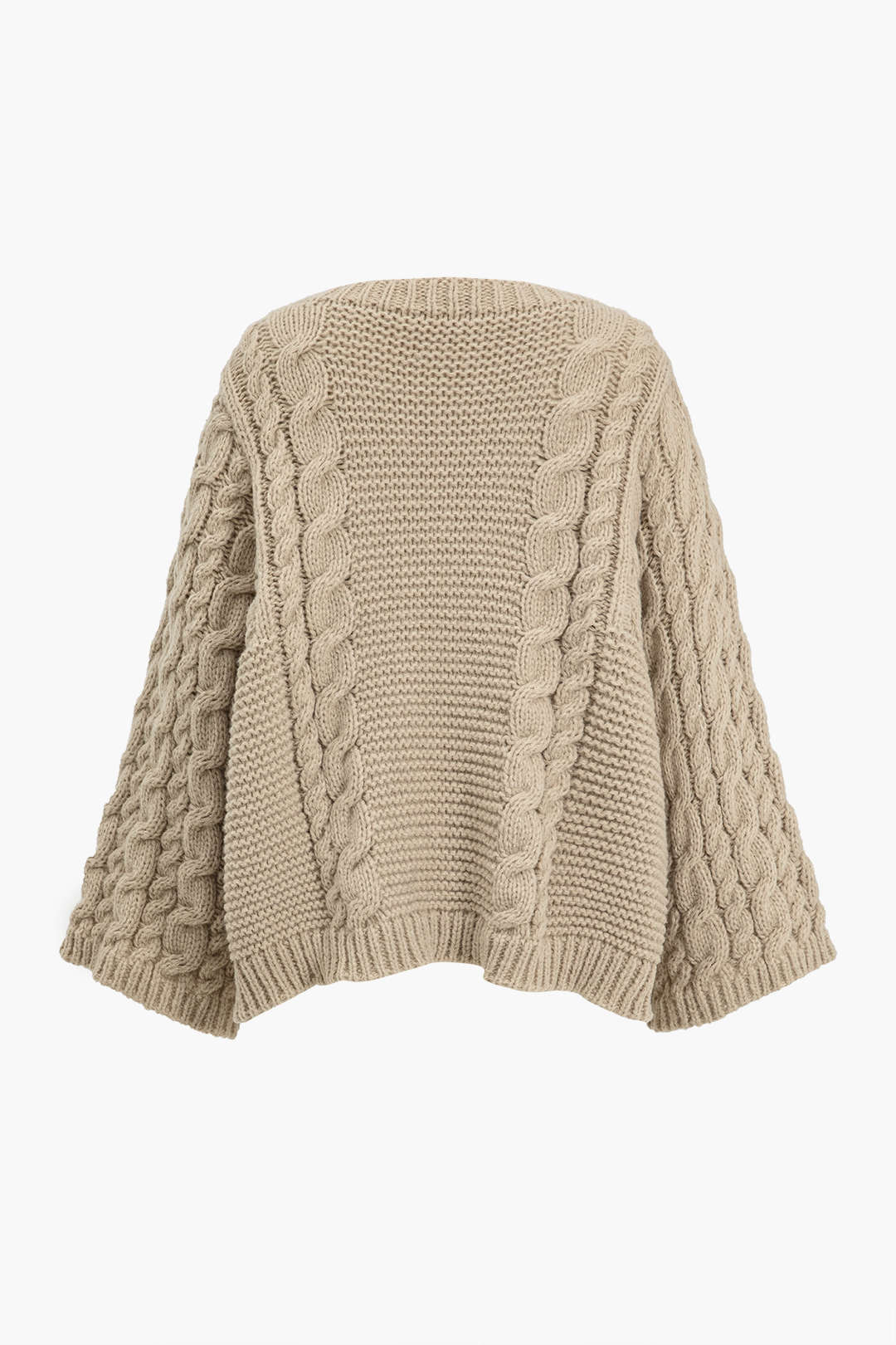 Grundlæggende solid rund hals Flare ærmer sweater langærmet top