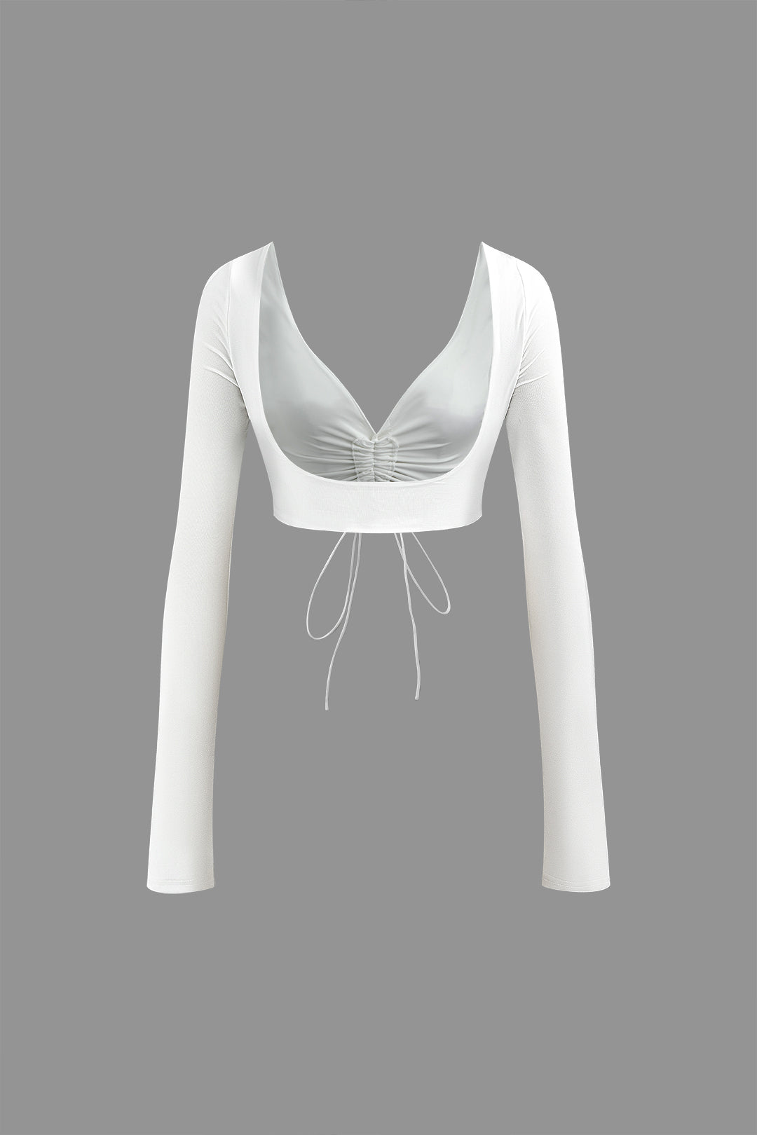 V-neck Drawstring Crop Top And Knot Side Slit Skirt Set
