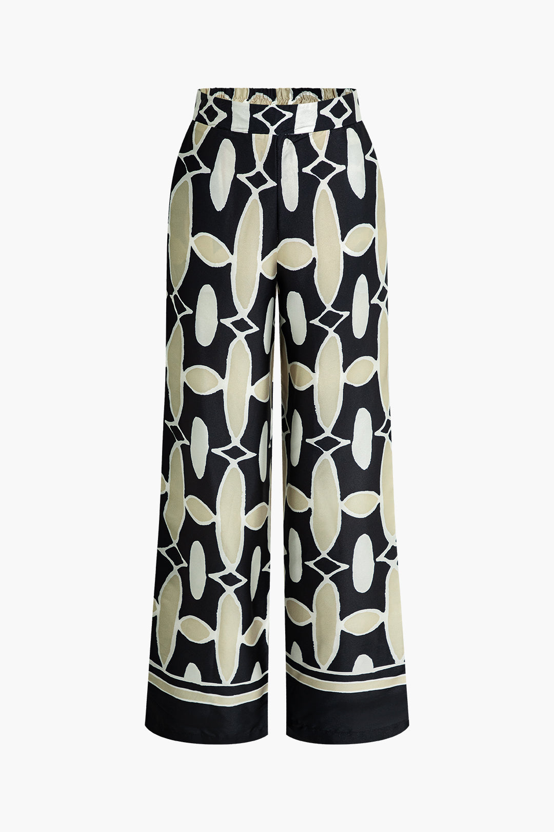 Abstract Chain-Link Print Wide Leg Pants