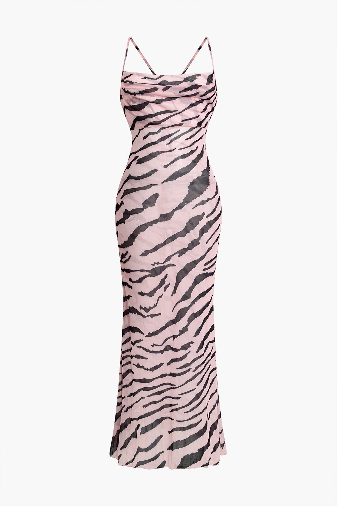 Zebra Print Backless Slip Maxi Dress
