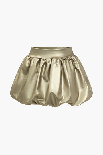 Solidu Ġilda Faux Ruched Puff Falda