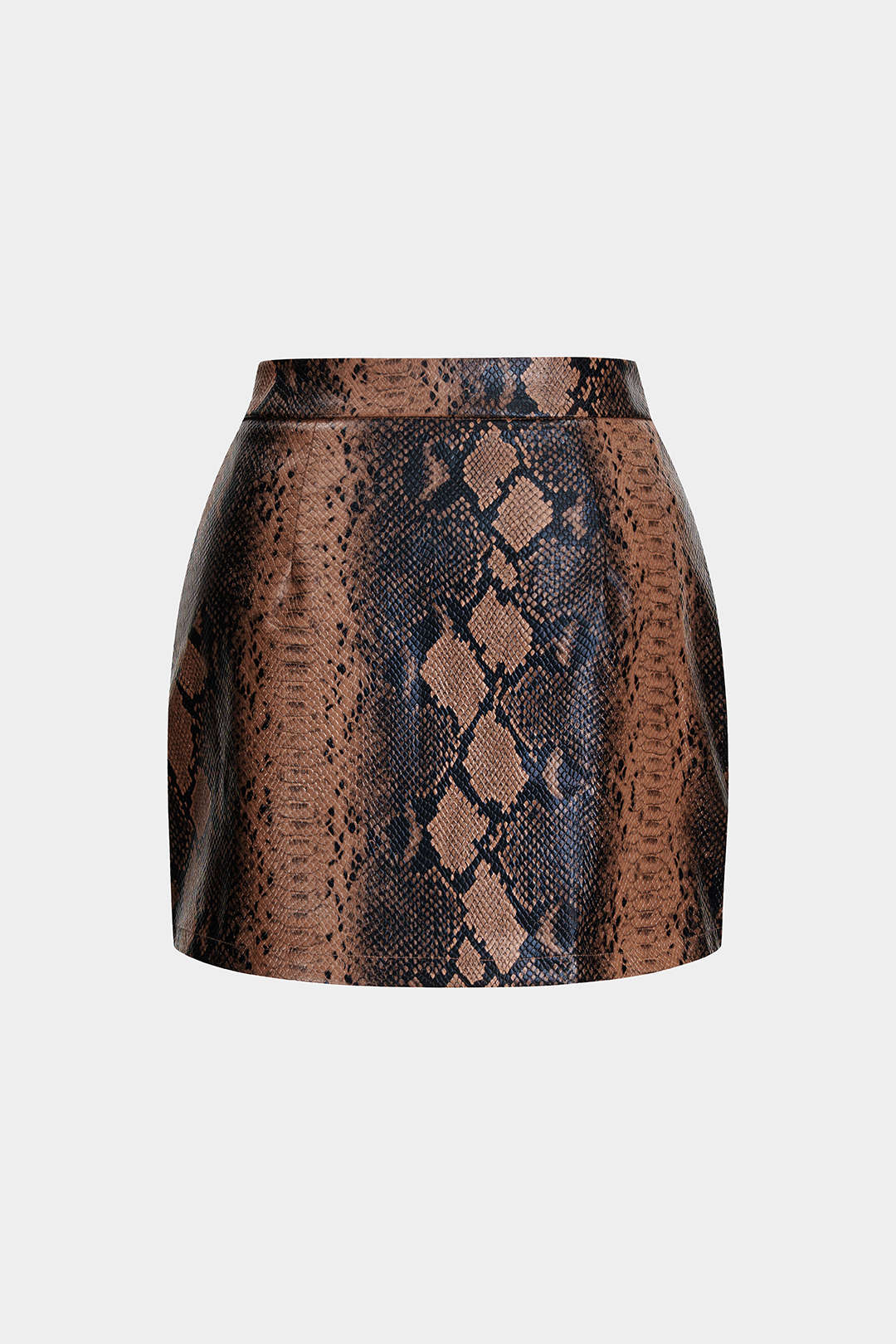 Snake Skin Print Faux Leather Skirt