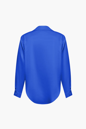 Basic Solid Satin Long-Sleeve Shirts