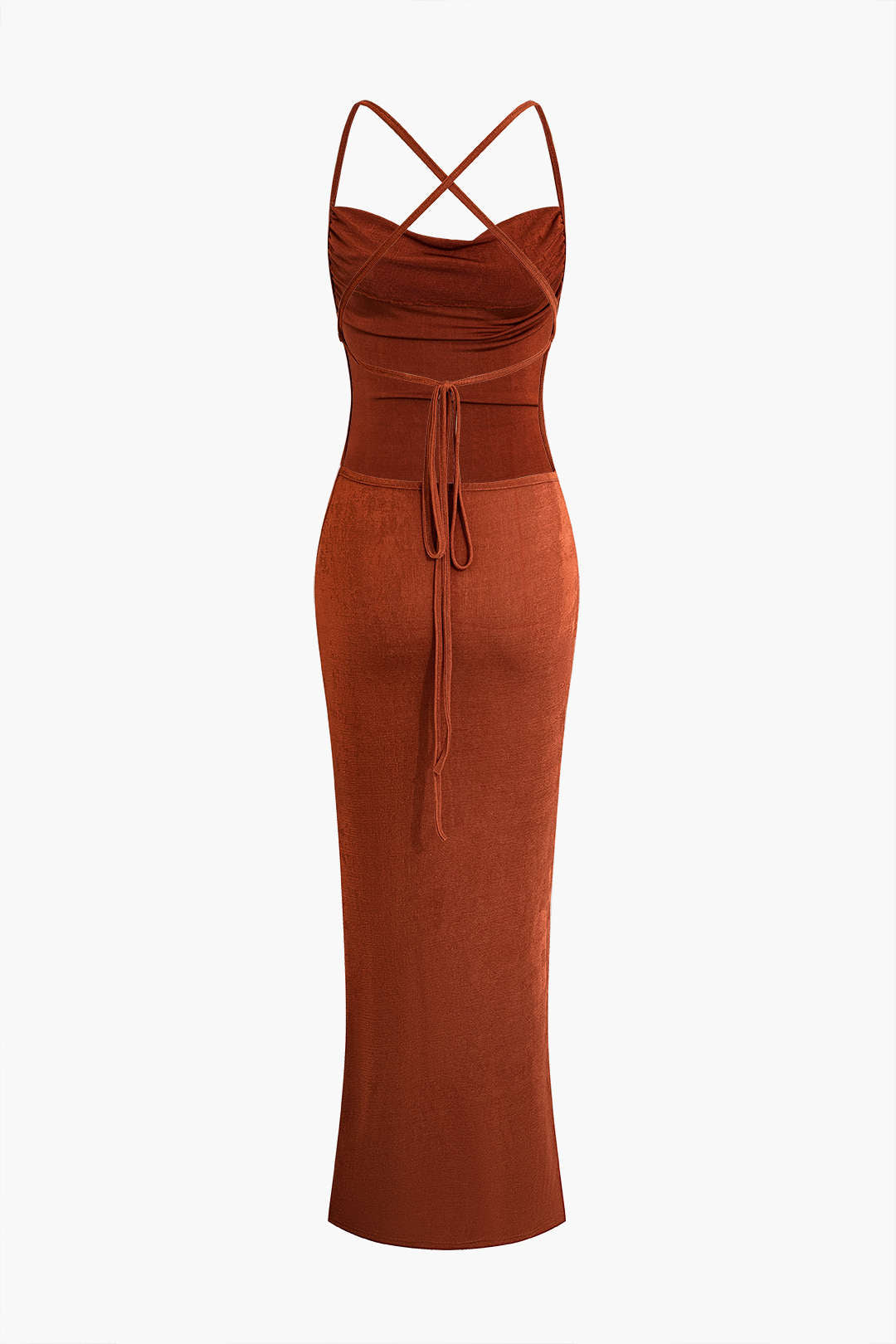 Criss Cross Ruched Backless Maxi Dress