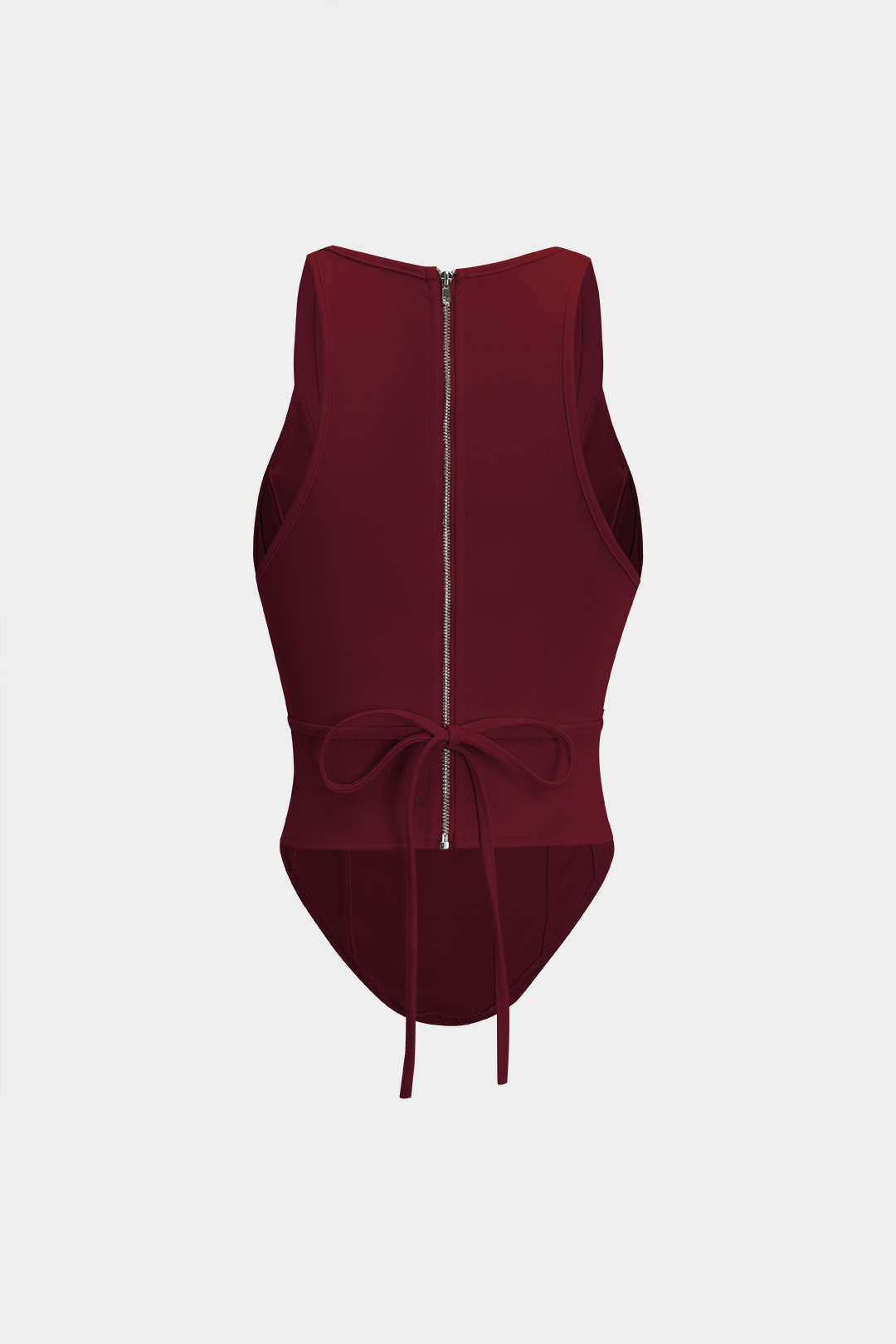 Zipper Tie-Up Corset Waist Tank Top