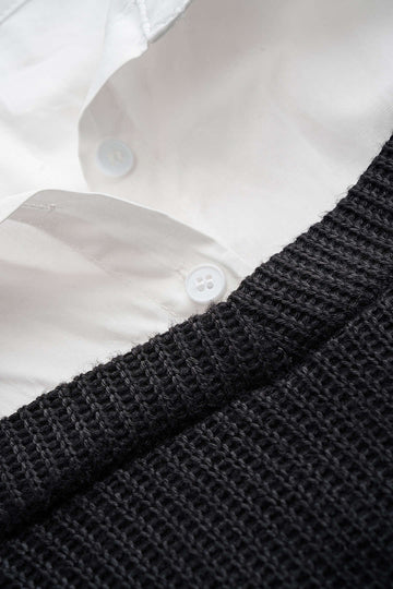 Knit Patchwork Ribbed Long-Sleeve Top