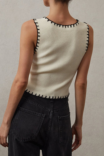 Contrast Whipstitching Tank Top