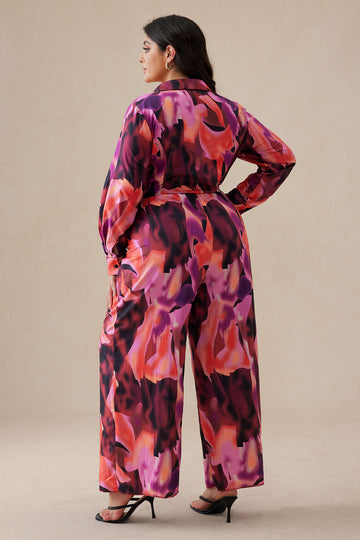 Plus Size Illusion Pattern Print Trousers