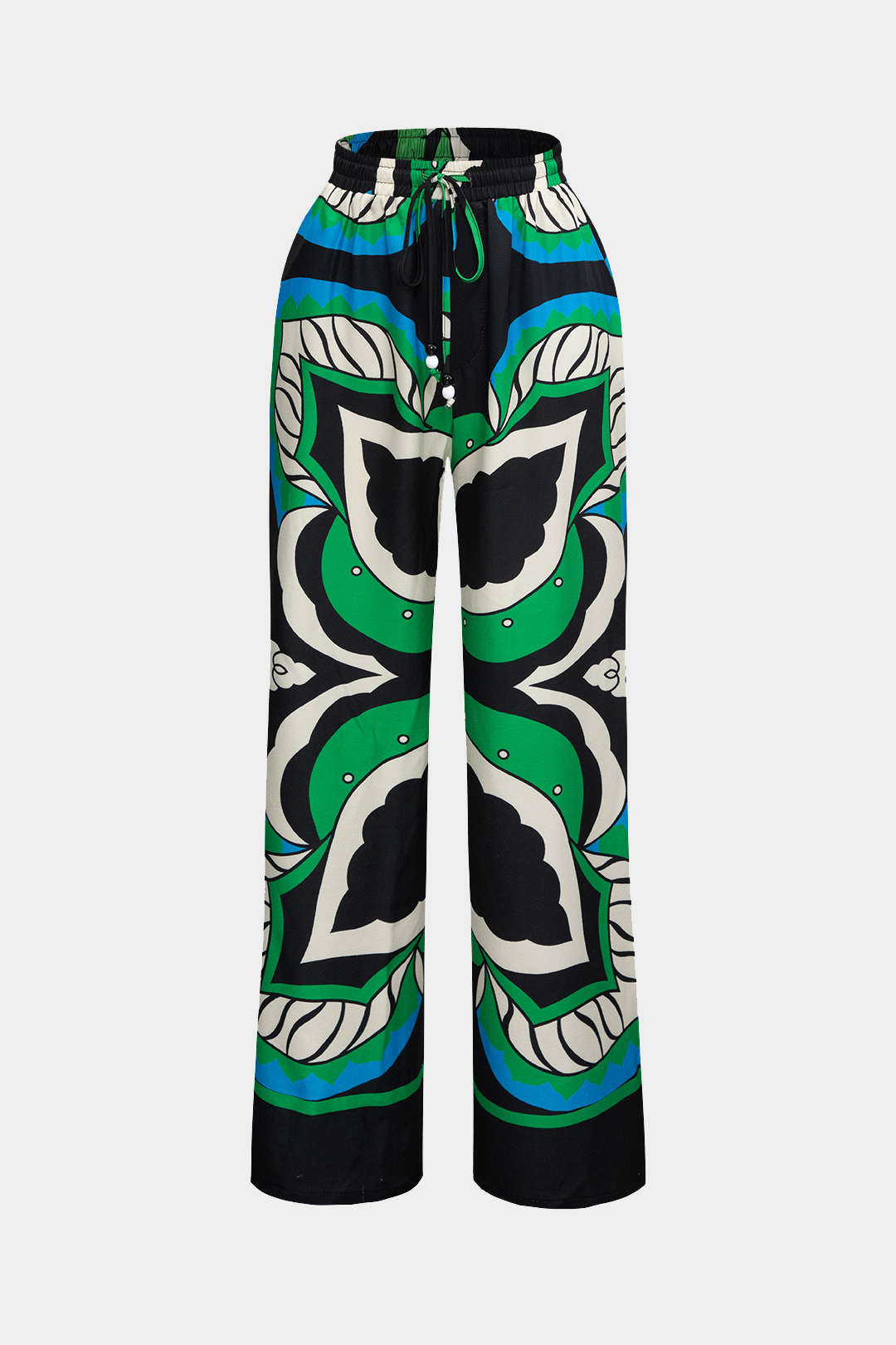 Printed Drawstring Waist Straight Leg Pants