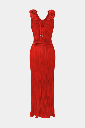 3D fjuri V-neck Midi dress