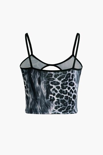 Abstract Print Cut Out Crop Cami Top