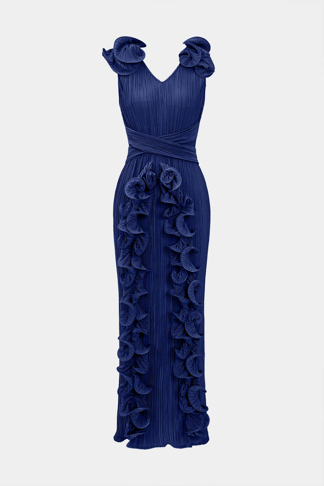 3D fjuri V-neck Midi dress