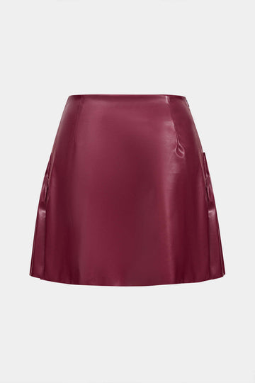 Faux Leather Ruched Skirt