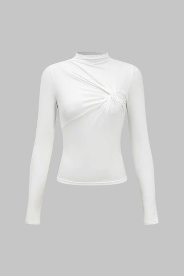 Solid Twist Knot Long-Sleeve Top