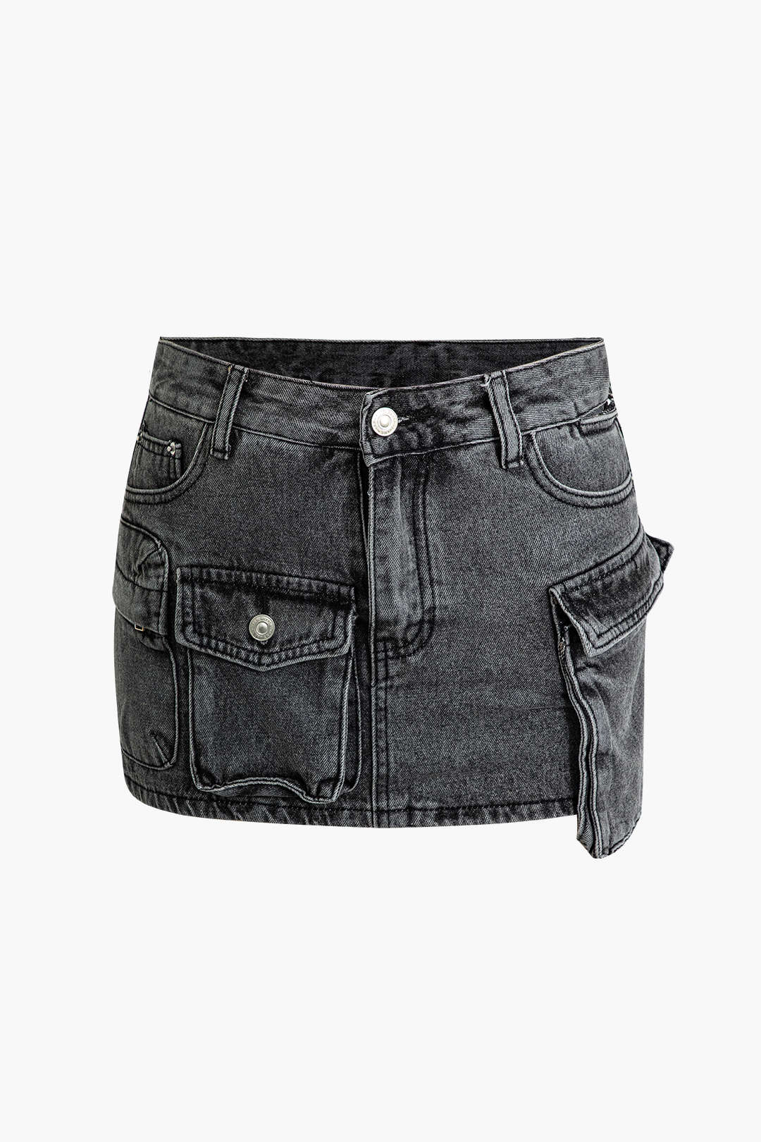 Flap Pocket Denim Skirt