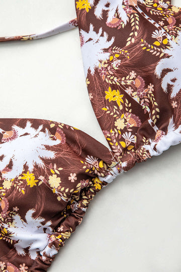 Floral Print Back Tie Bikini Set