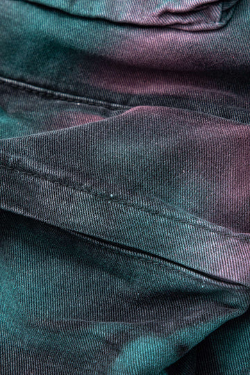 Tie Dye Multi Pocket Straight Leg Cargo Jeans