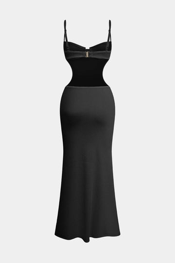 Schneiden rückenfreies Bustier Slip Maxi -Kleid aus