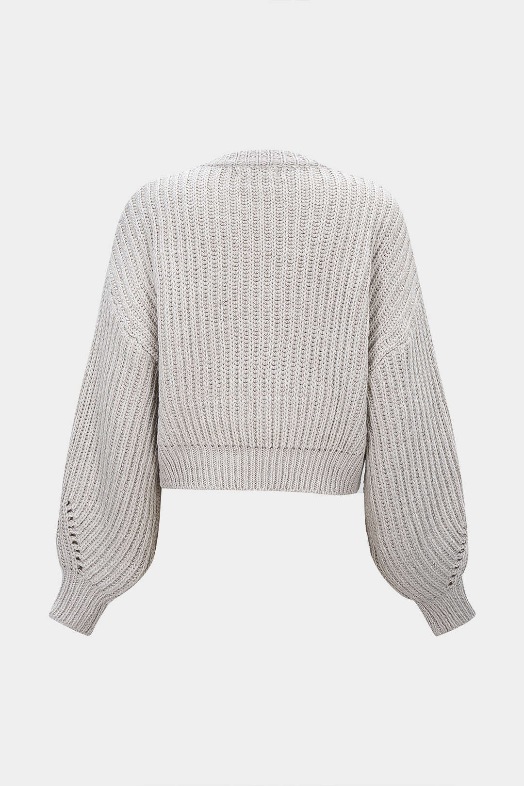 Knit Beaded Decor Round Neck Long-Sleeve Top