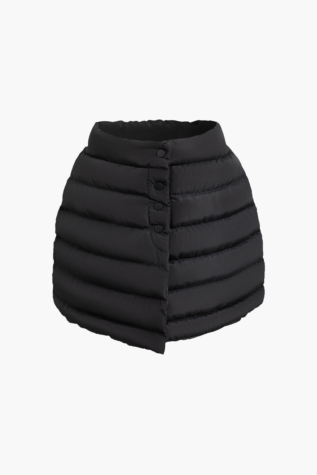 Solid Button Up Puffer Mini Skirt