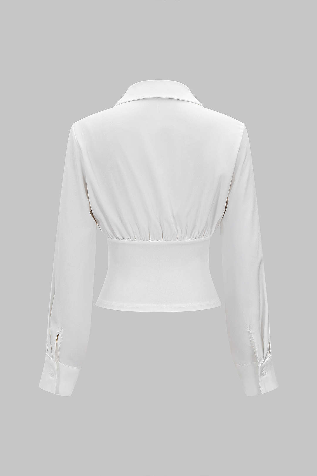 Solid Ruched Long-Sleeve Shirt