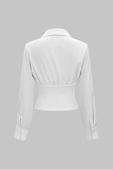 Solid Ruched Long-Sleeve Shirt