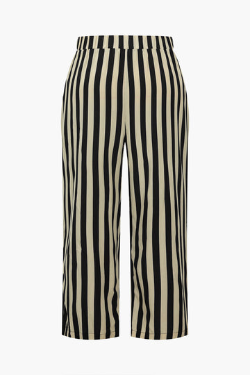 Plus Size Stripe Print Trouser Set