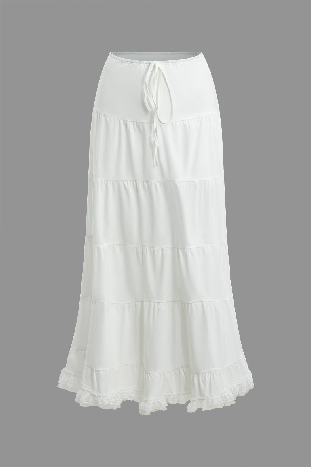 Lace Ruffle Hem Layer Maxi Skirt