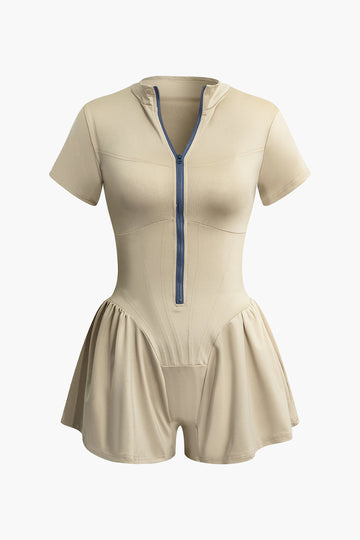 Zipper Ruched Playsuit
