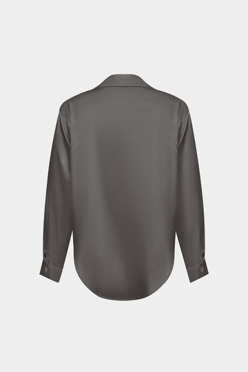 Basic Solid Satin Long-Sleeve Shirt