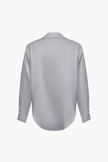 Basic Solid Satin Long-Sleeve Shirts