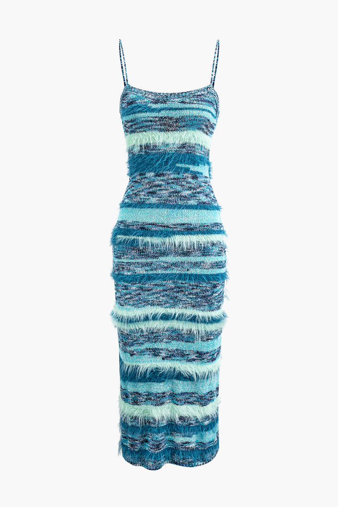 Feather Detail Stripe Cami Knit Midi Dress – Micas