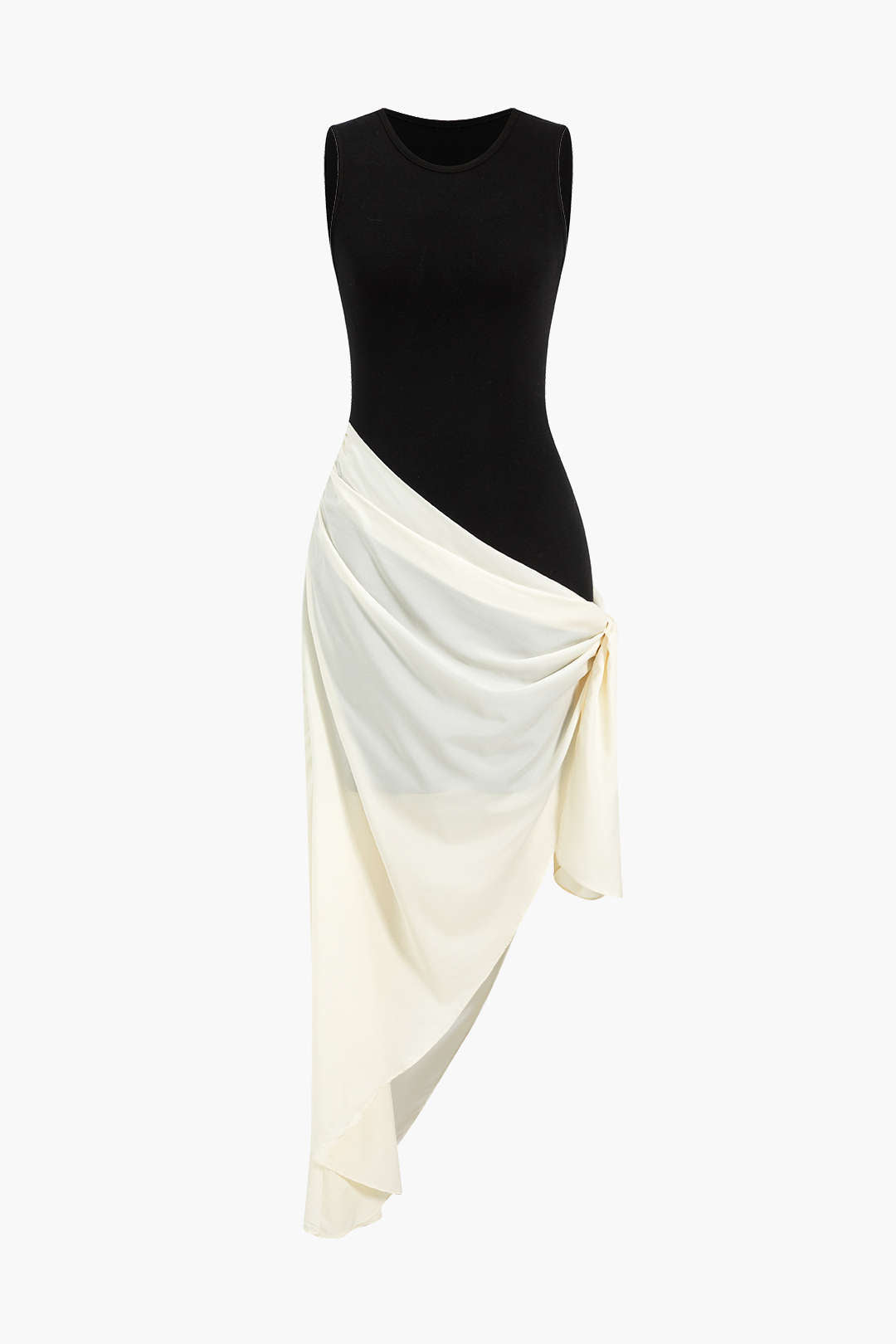 Tie Knot Ruched Sleeveless Maxi Dress