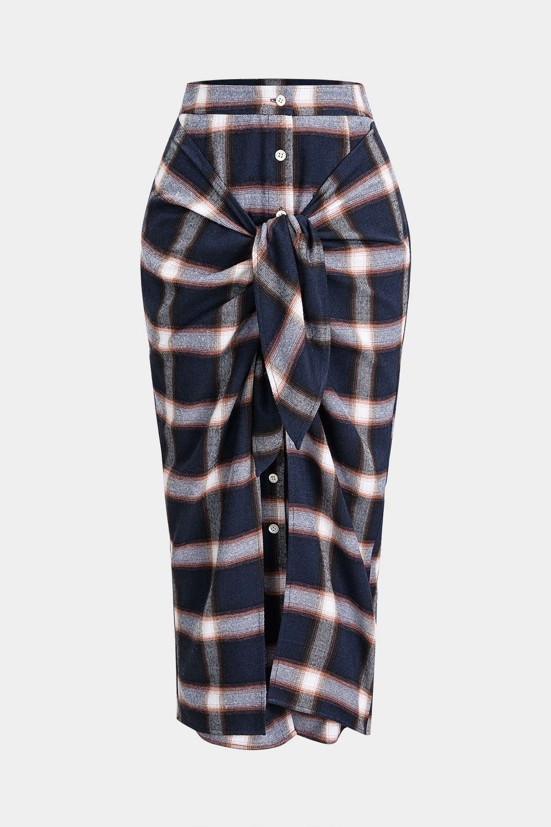 Plaid Print Knotted Skirt