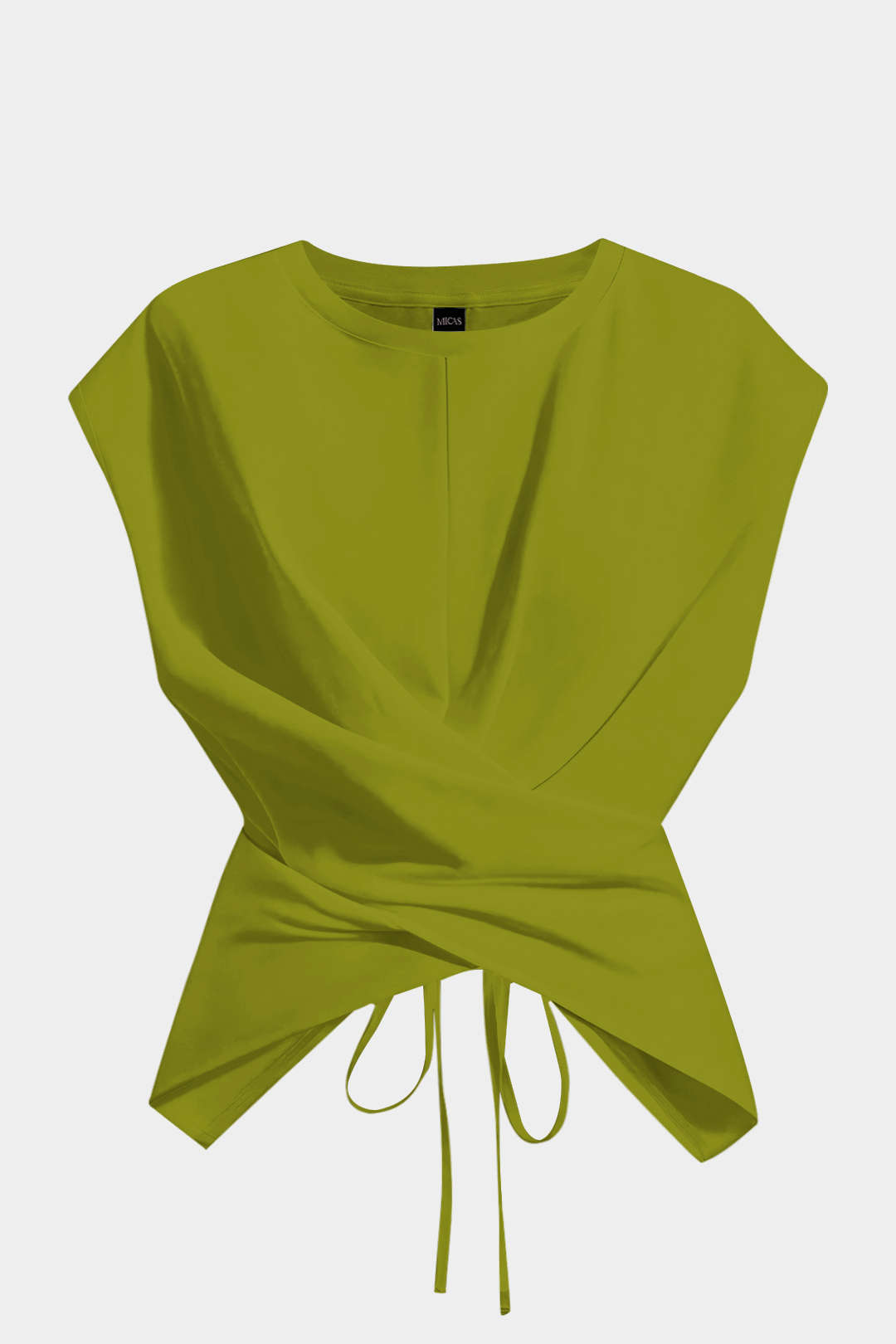 Plus Size Round Neck Short Sleeve Tie T-Shirt