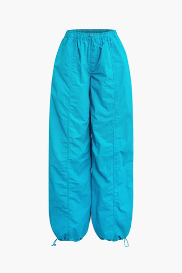 Solid Drawstring Trousers