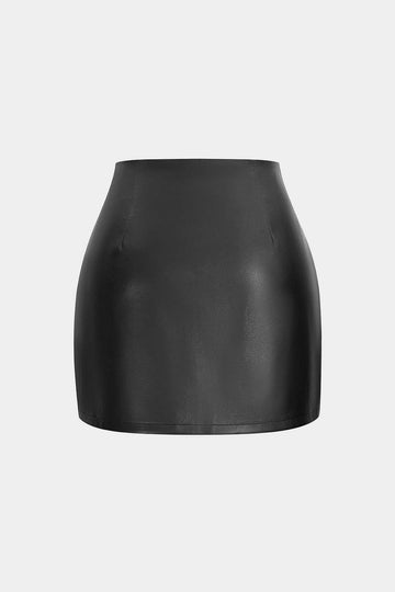 Faux Leather Eyelet Skirt