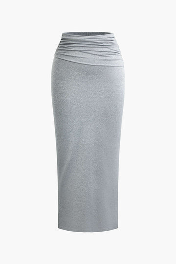 Ruched Sleeveless Top And Slit Maxi Skirt Set